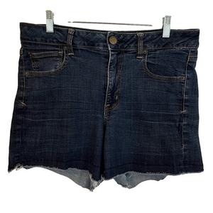 AE American Eagle Womens Super Stretch High Waisted Dark Denim Cut Off Shorts 14